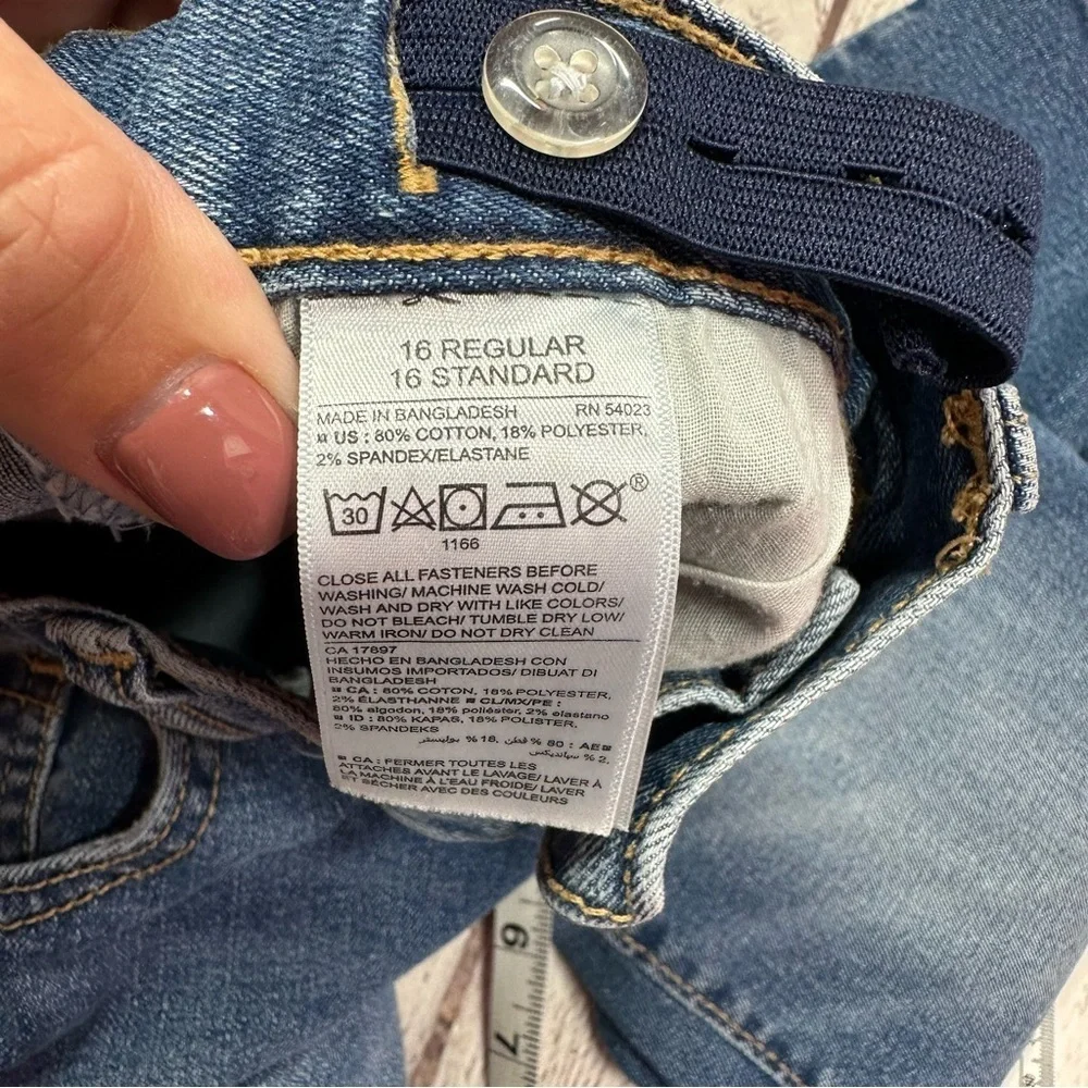 Old Navy denim flex Straight medium wash Jeans boys 16R adjustable waist